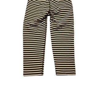 Athleta Black and White Striped Leggings with Wide Waistband